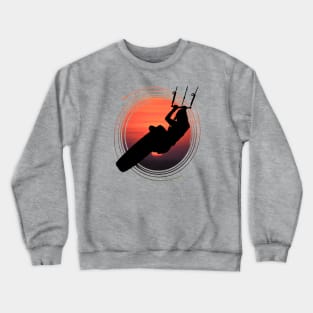 Kitesurfer Kitesurfing Lover Black Silhouette Sunset Crewneck Sweatshirt